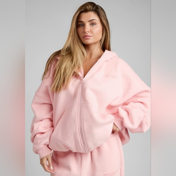 Comfrt Tops - Comfrt Oversized Relaxed Full-Zip Hooded Sweatshirt- In BUBBLEGUM!! UNISEX!!